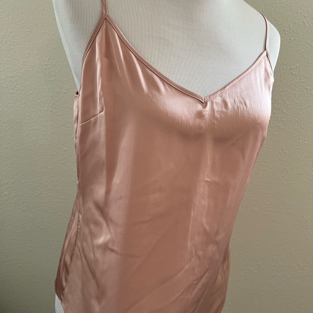 White House Black Market Blush Pink Satin Button-Front Blouse - Picture 12 of 14